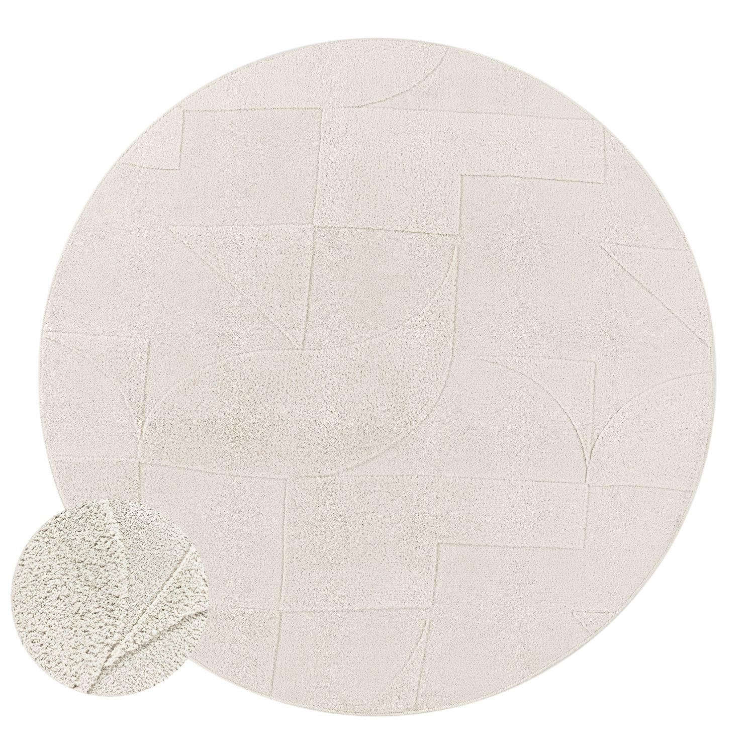 HOCHFLORTEPPICH Creme Ø 120 cm - Creme, Kunststoff (120/120cm) - TT Home