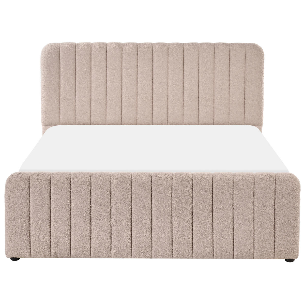 BETT mit Stauraum 140/200 Bouclé Beige Lunan - Beige/Schwarz, Textil (140/200cm) - Beliani