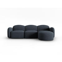 ECKSOFA rechts Blair aus Chenille-Stoff blau melange 4 Sitzplätze - Blau, Textil (155/272cm) - Micadoni