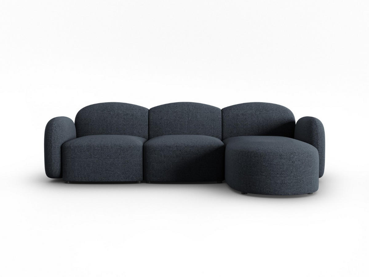 ECKSOFA rechts Blair aus Chenille-Stoff blau melange 4 Sitzplätze - Blau, Textil (155/272cm) - Micadoni