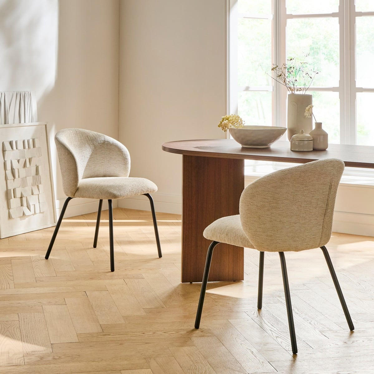 2ER-SET Stühle mit gepolsterter Sitzfläche und Rückenlehne Vesper 57/56/78 cm - Beige, Holzwerkstoff (49/79/56cm) - Calicosy