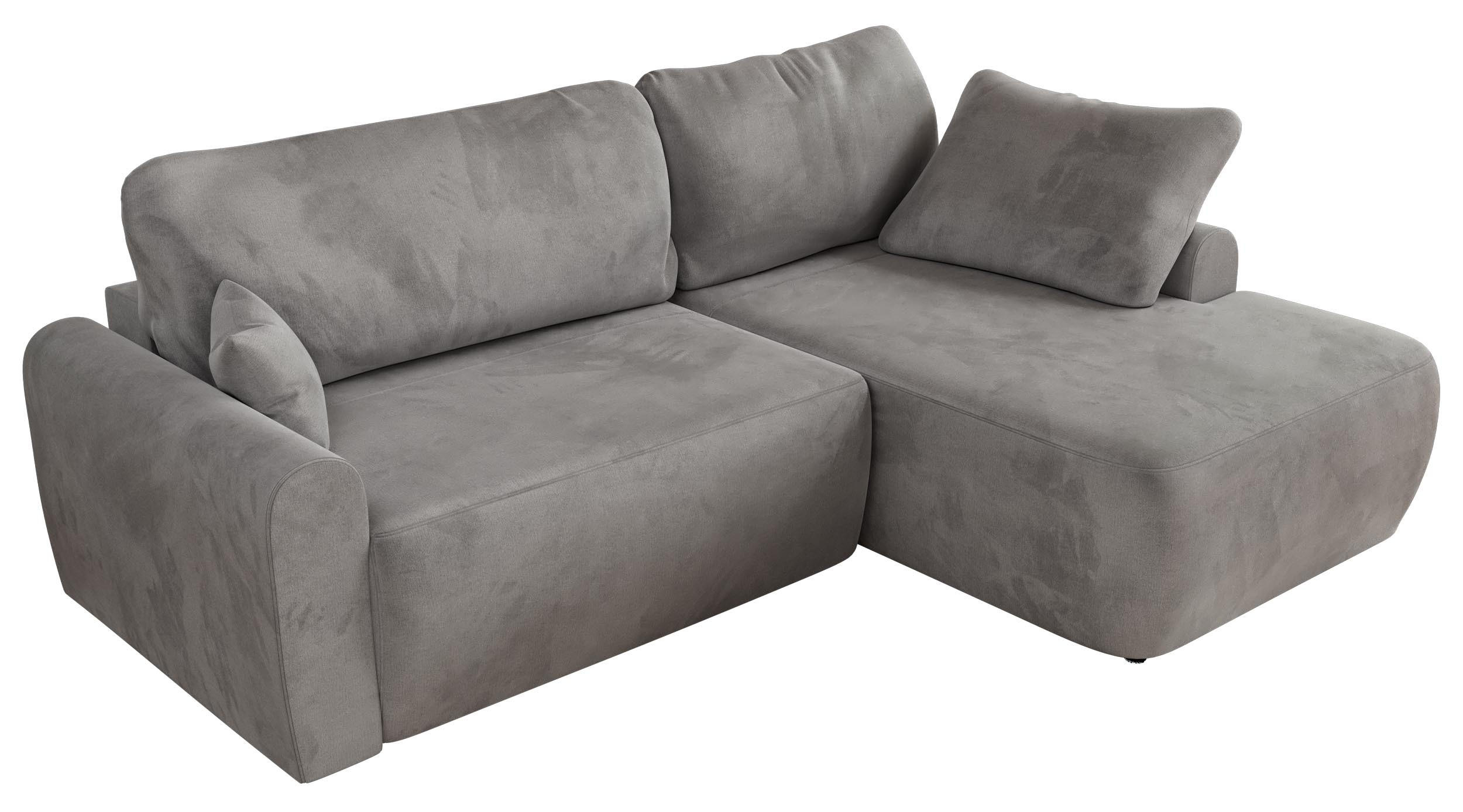 ECKSCHLAFSOFA CUBO L Hellgrau Velvet - rechts - Hellgrau/Schwarz, Kunststoff/Textil (187/273cm) - MKS