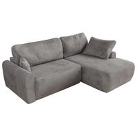 ECKSCHLAFSOFA CUBO L Hellgrau Velvet - rechts - Hellgrau/Schwarz, Kunststoff/Textil (187/273cm) - MKS