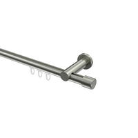 INNENLAUF-GARDINENSTANGEN-SET Platon Santo 420 cm (geteilt in 3 x 140 cm), 1-läufig, 20 mm Ø Edelstahl-Optik - Edelstahlfarben, Metall (420cm) - INTERDECO