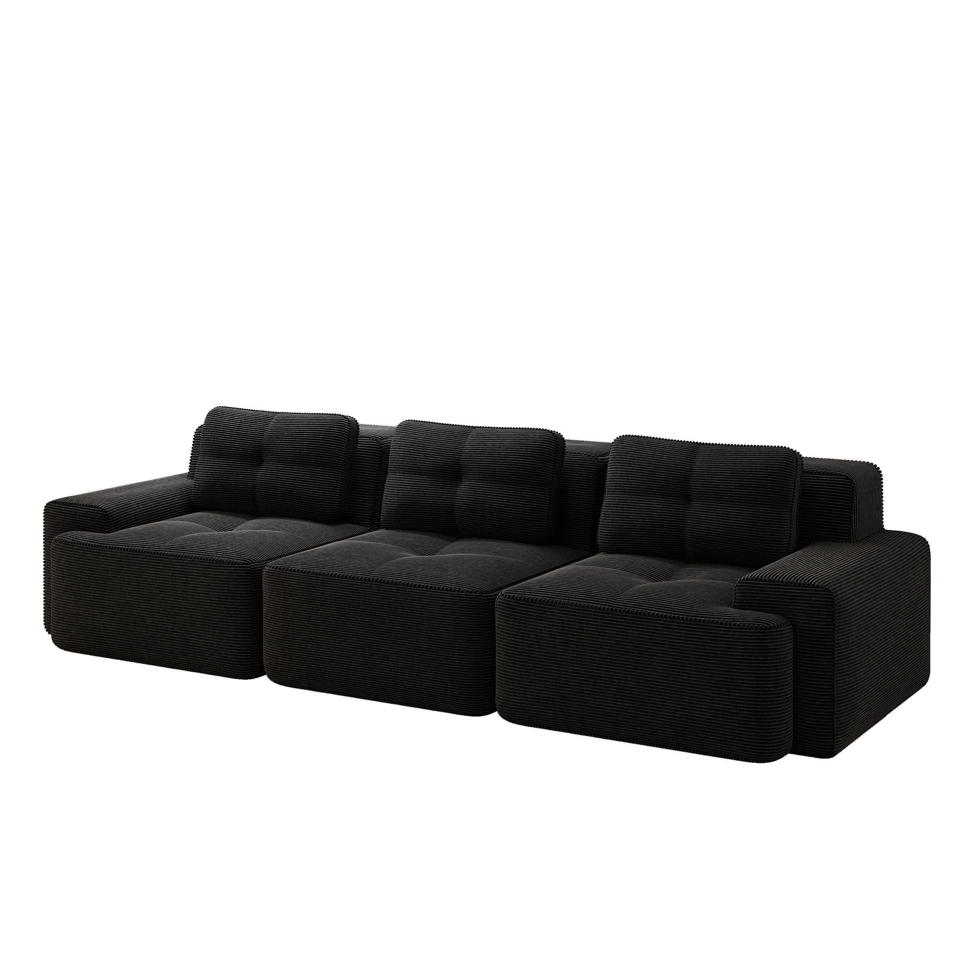 OKWISH MODULÁRNÍ pohovka 74 cm černá z manšestru s hlubokým sezením