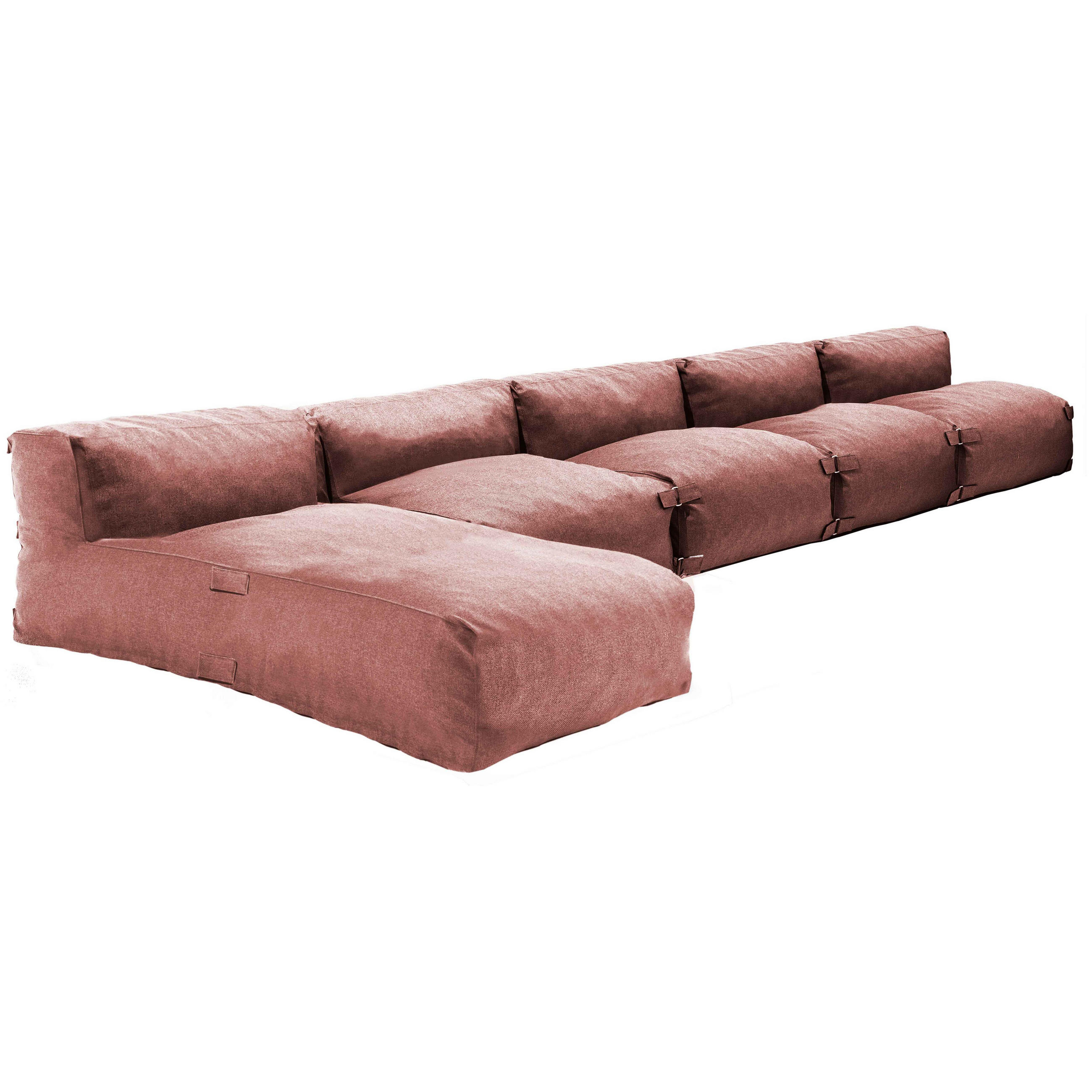 GARTENSOFA mit 5 Sitzplätzen, Terrakotta - Braun, Textil - Oviala