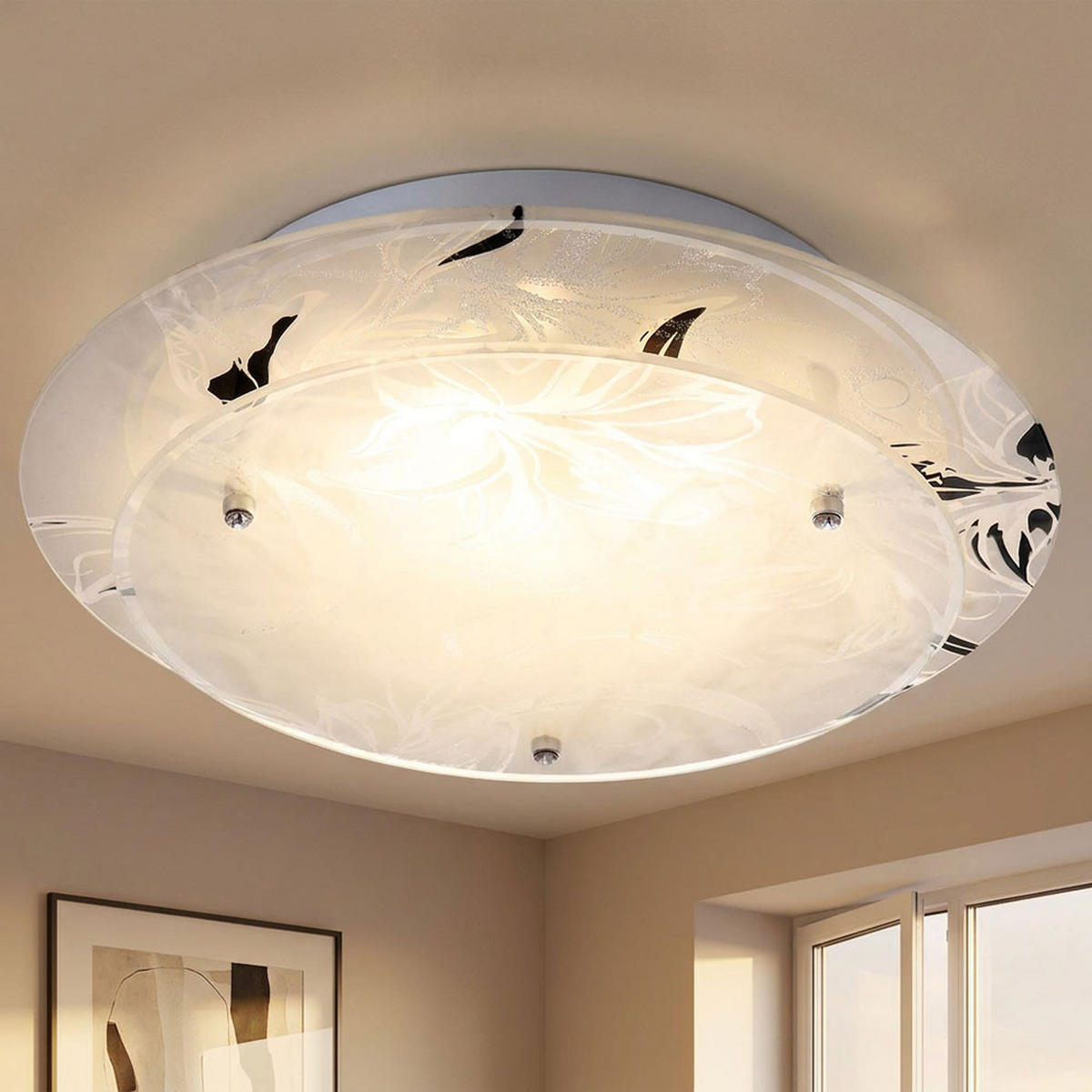 LED DECKENLEUCHTE Claire Glas Weiß - Weiß, Glas (25/25/9.5cm) - Globo Lighting