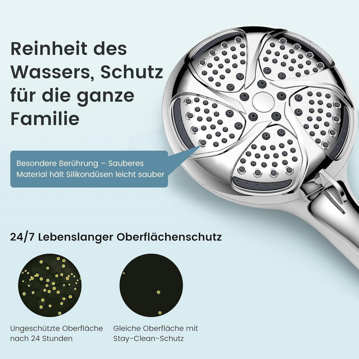HANDBRAUSE mit Filter und 7 Strahlarten Silber - Silberfarben, Metall (13.5/12.7/31cm)