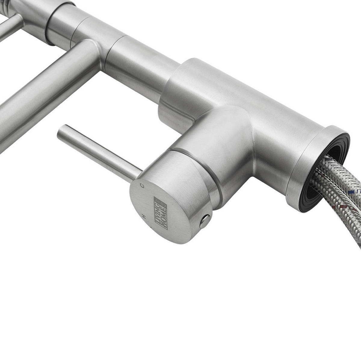 KÜCHENARMATUR aus 304 Edelstahl Ausziehbar Brausekopf Topffüller Einhandgriff Gebürstetes Nickel 43 x 25,5 cm - Nickelfarben, Metall (25.5/43/5cm) - Livingandhome