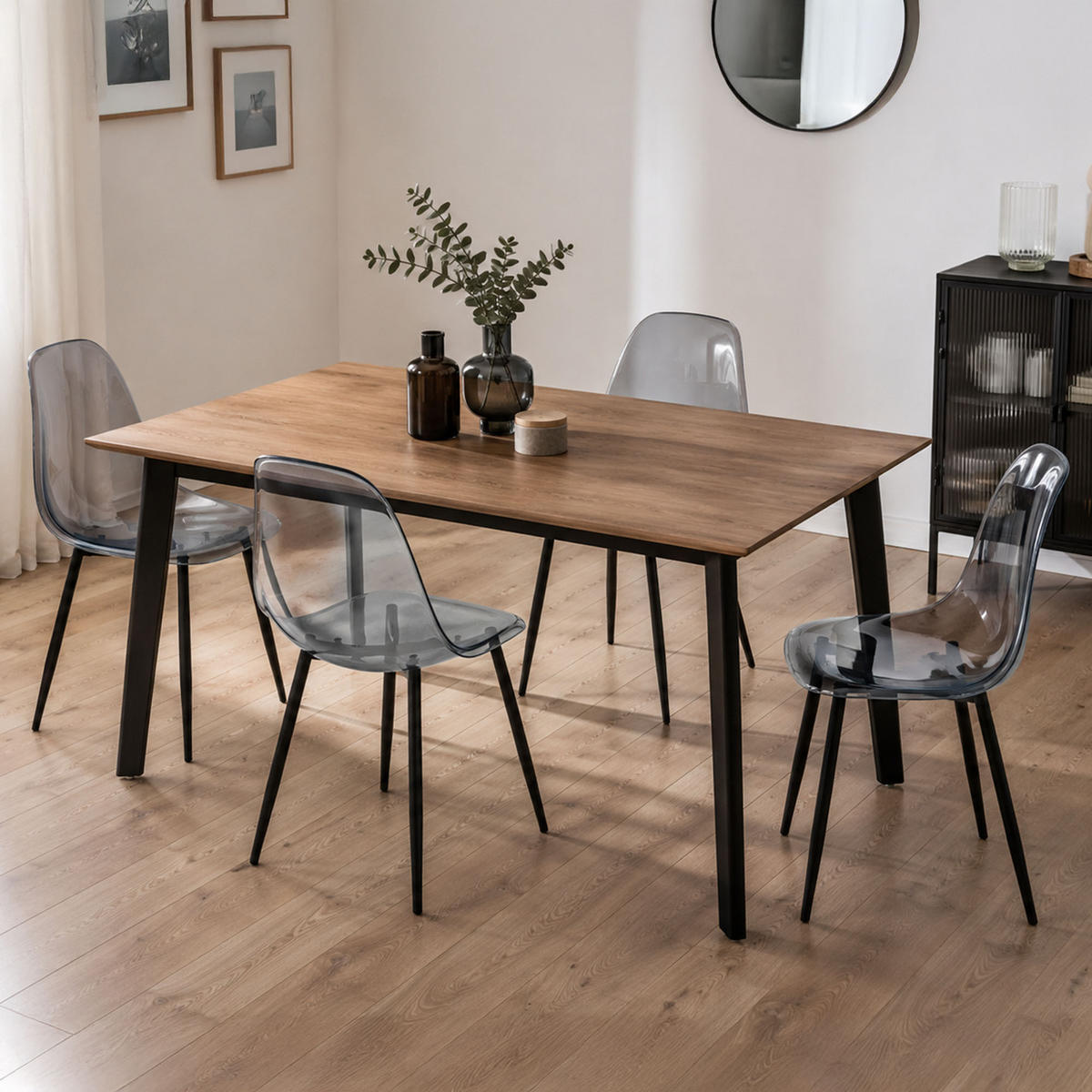 STUHL 4er Set Grau 45.5x53h81 - Grau, Metall (53/81/46cm) - DMORA