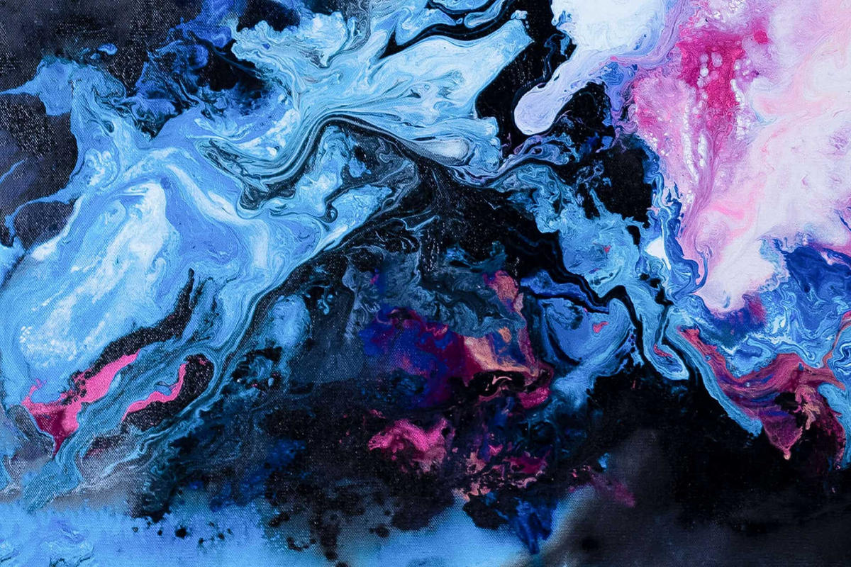 XXL ÖLGEMÄLDE Blau 150/150 cm - Blau/Pink, Textil (150/150cm) - KUNSTLOFT