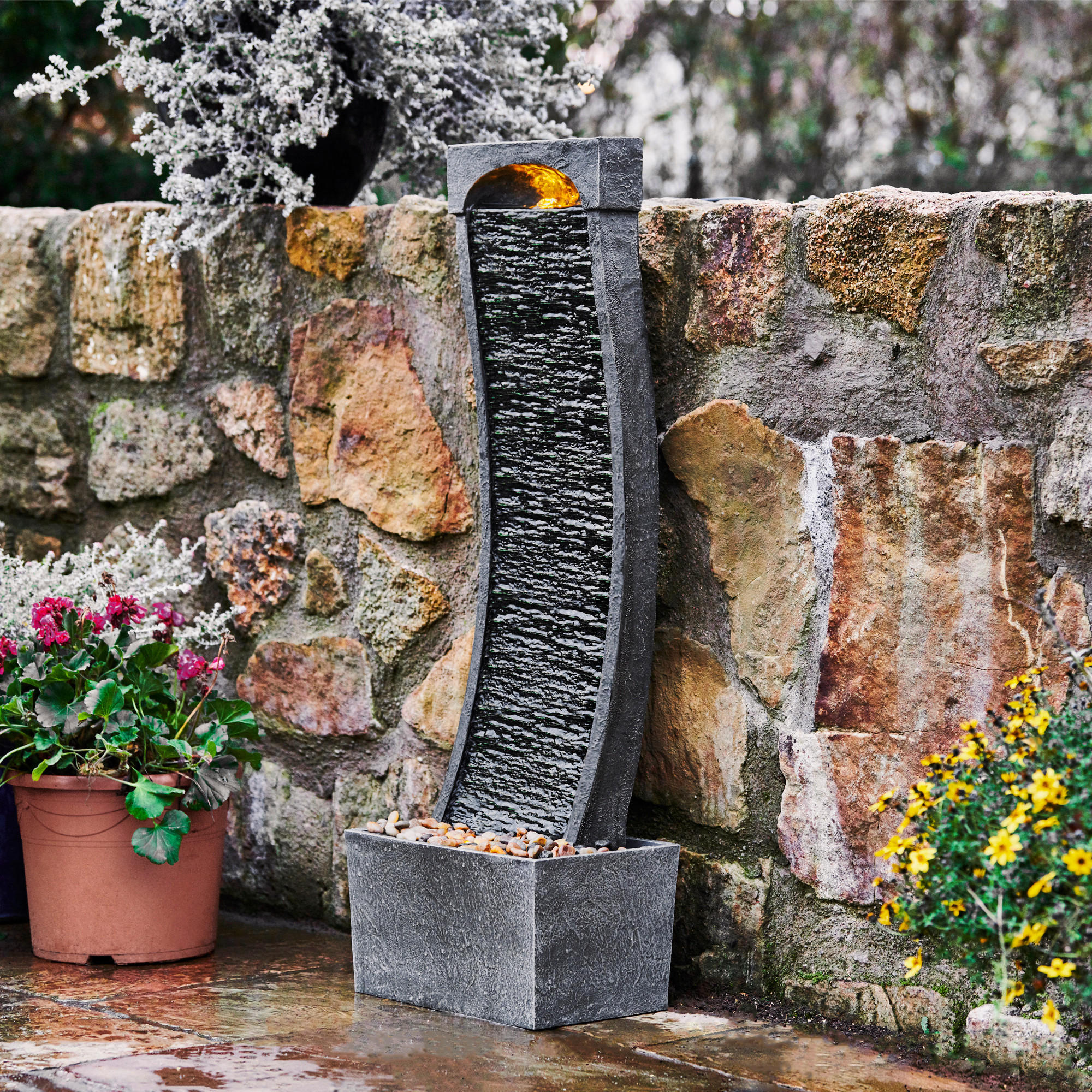 GARTENBRUNNEN 98cm - Schwarz, Kunststoff (34/22/98cm) - Teamson Home