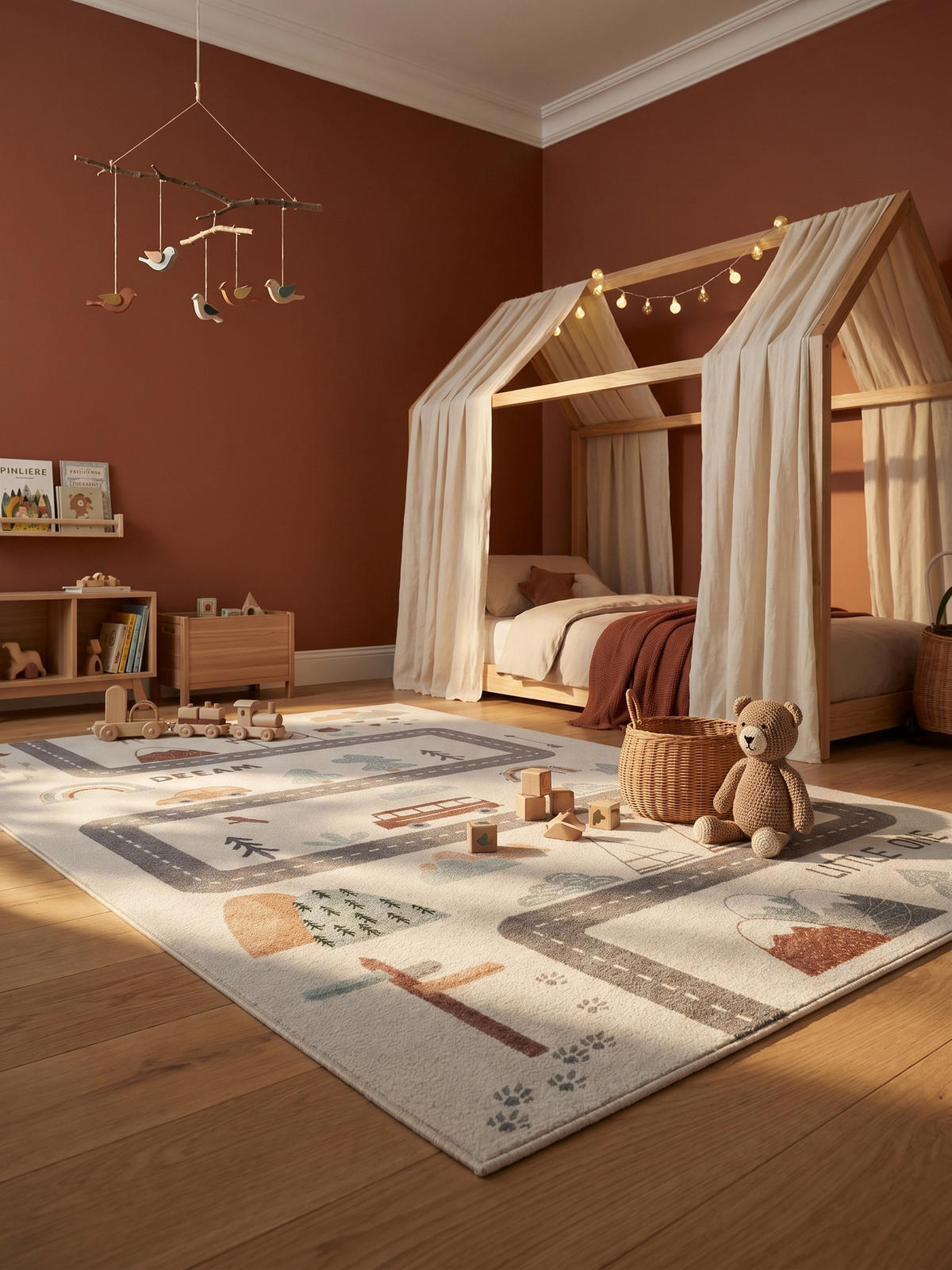 SPIELTEPPICH Waschbar TINO in Creme, mit Straßenkarten-Motiv, 160 x 230 cm - Beige, Textil (230/160cm) - KADIMA DESIGN