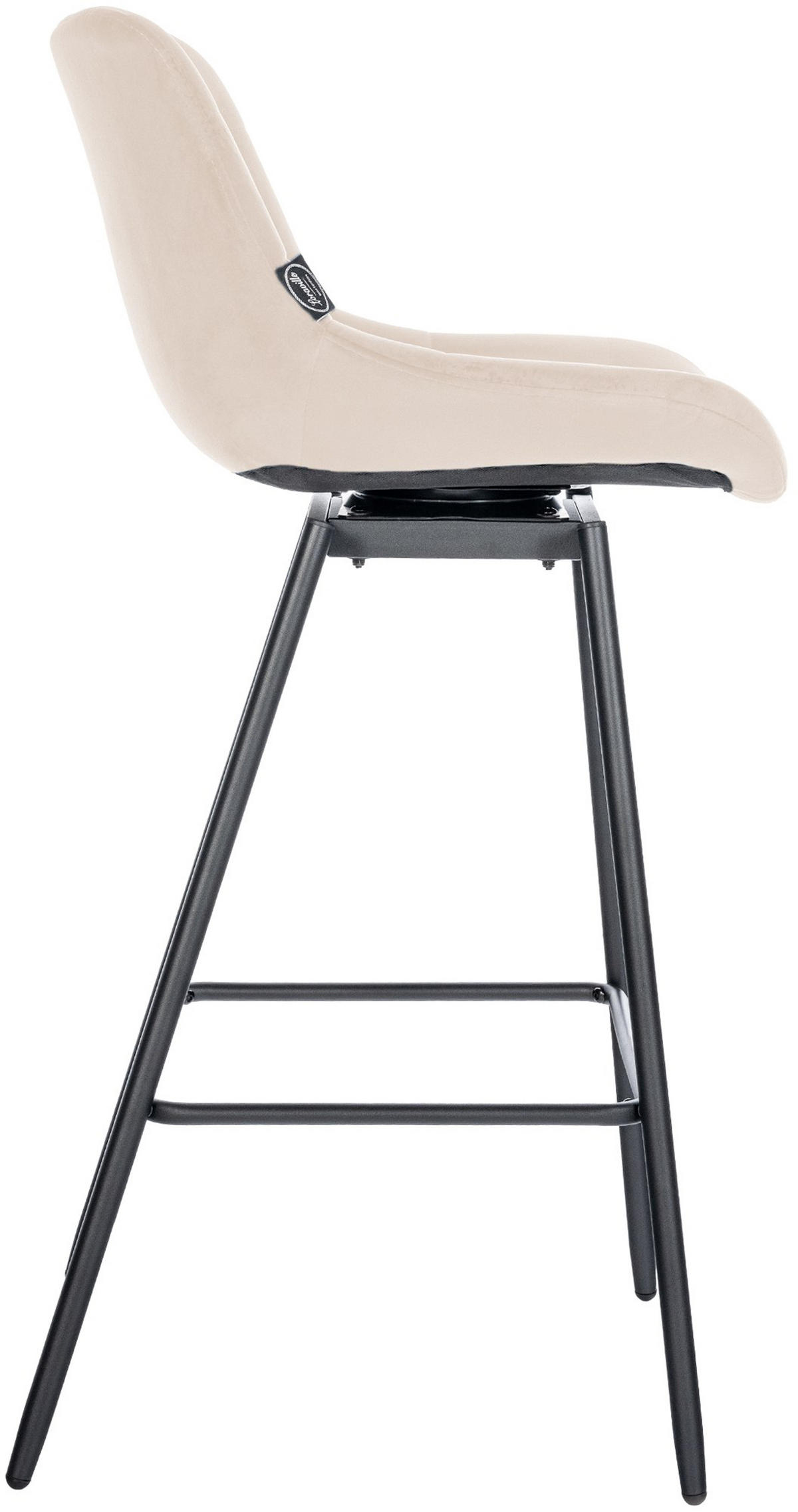 BARHOCKER Welton Schwenkbar Samt creme - Schwarz/Naturfarben, Textil/Metall (49/105/56cm) - TPFLiving