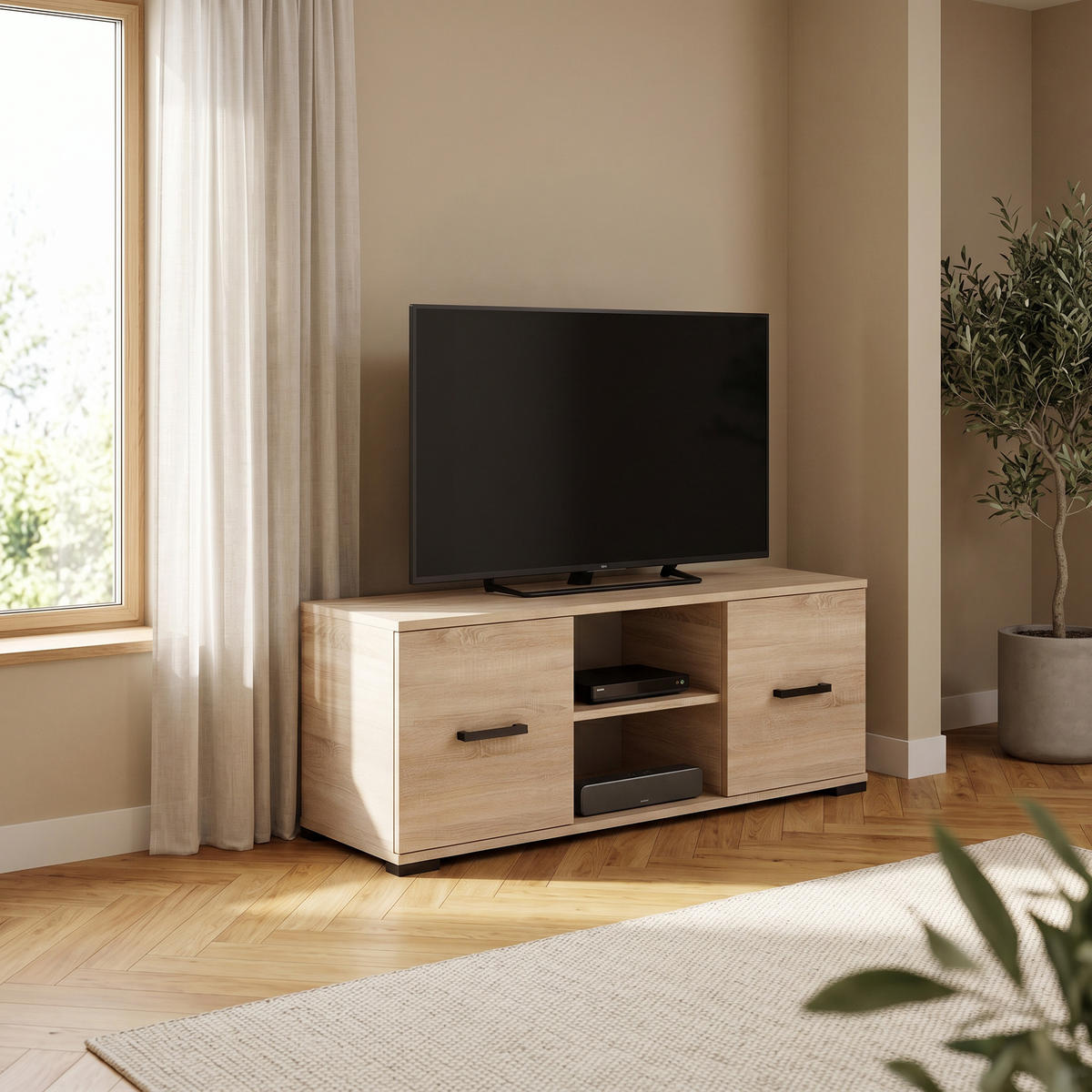 LOWBOARD ALBANO 122/44/40 cm, Eiche Artisan - Eiche Artisan, Holzwerkstoff (122/44/40cm) - MASSENO