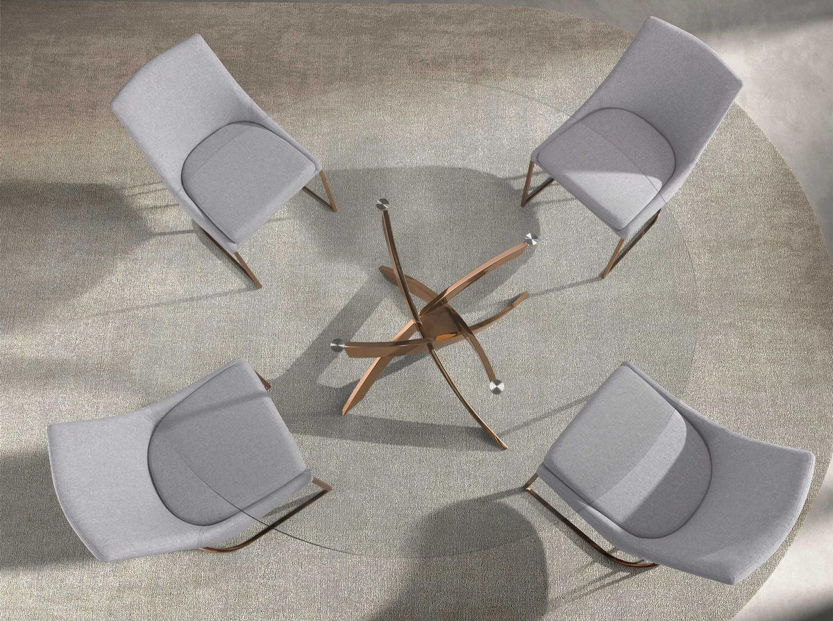 ESSTISCH Runder Esstisch aus gehärtetem Glas und rosa Stahl Ø110/75 cm - Pink/Hellrosa, Glas/Metall (110/110/75cm) - ANGEL CERDA