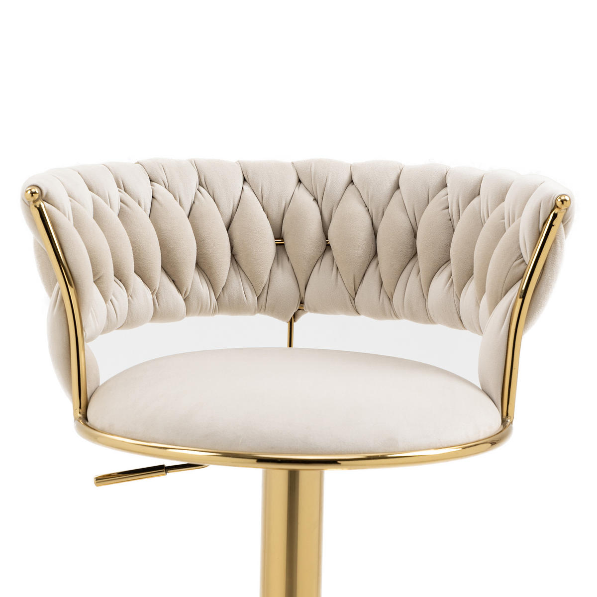 BARHOCKER 2er-Set 360° drehbar mit Samtbezug - Creme, Textil (54/78/46cm)