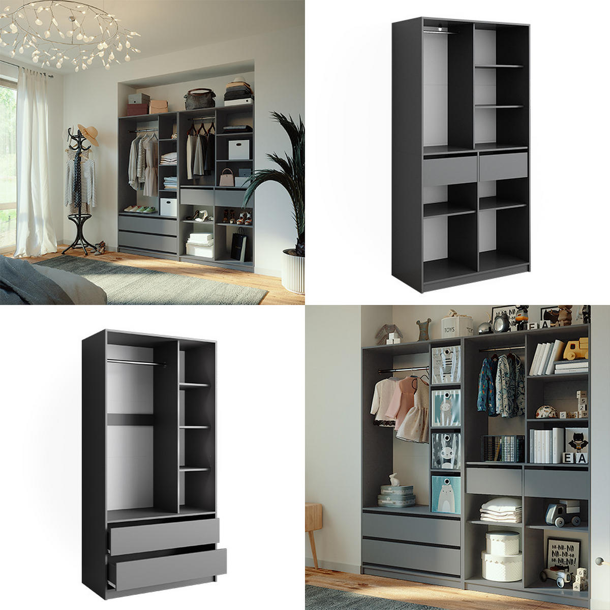 ŠATNÍ SKŘÍŇ Elmo Antracit - antracitová, kompozitní dřevo (200/200/50cm) - Vicco