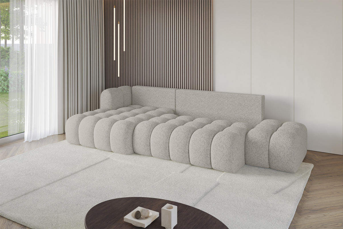 ECKSOFA mit Schlaffunktion Ottomane Links OLEA-L2 321x164x75 Hellgrau Tissu - Silberfarben/Schwarz, Holzwerkstoff/Kunststoff (321/164cm) - ALTDECOR