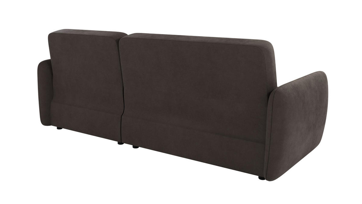 ECKSOFA Lupo Braun - Khaki Mikrofaser - Dunkelbraun/Schwarz, Holz/Kunststoff (232/147cm) - S-Style Möbel