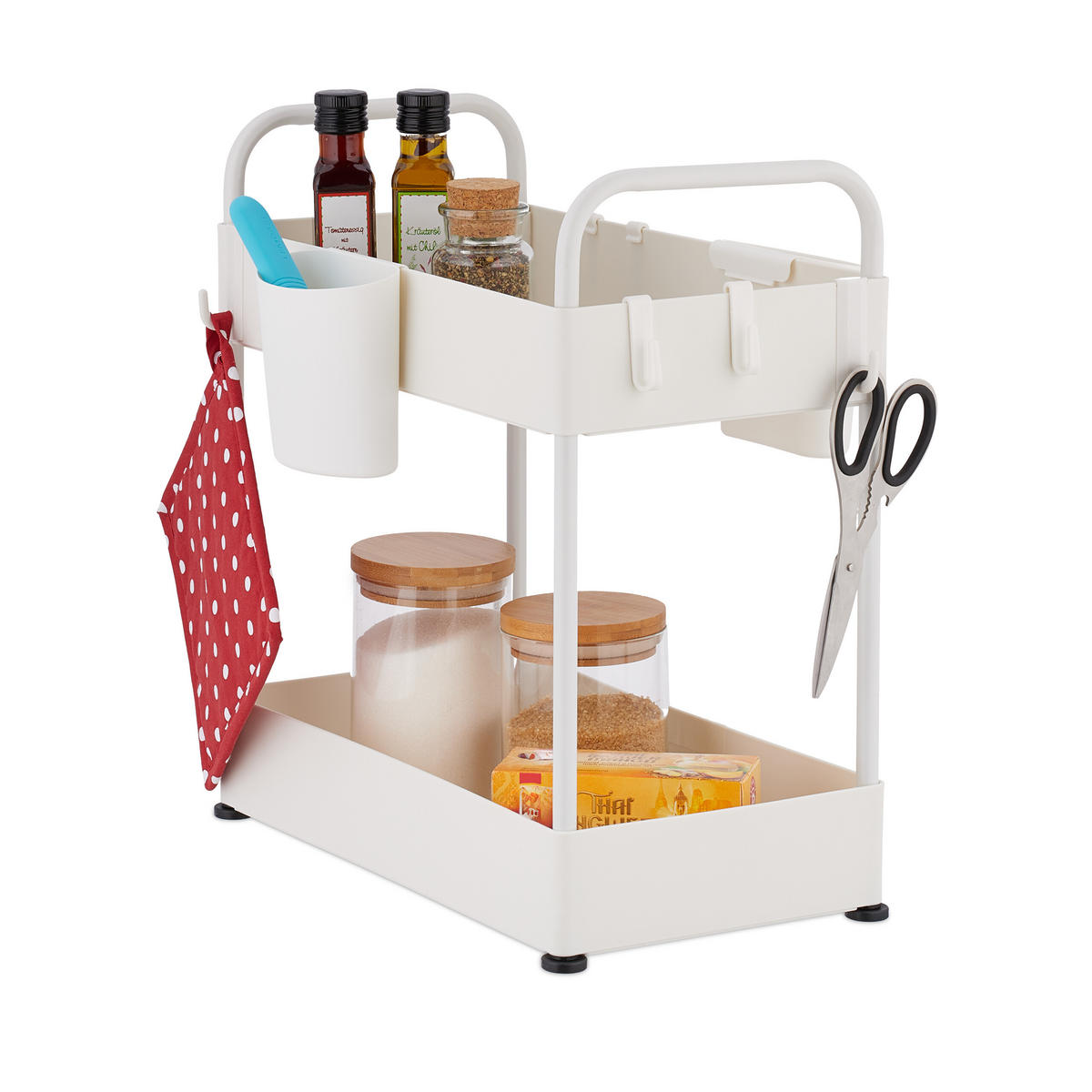 UNTERWASCHBECKENREGAL - Weiß, Kunststoff/Metall (22/42.5/40cm) - Relaxdays