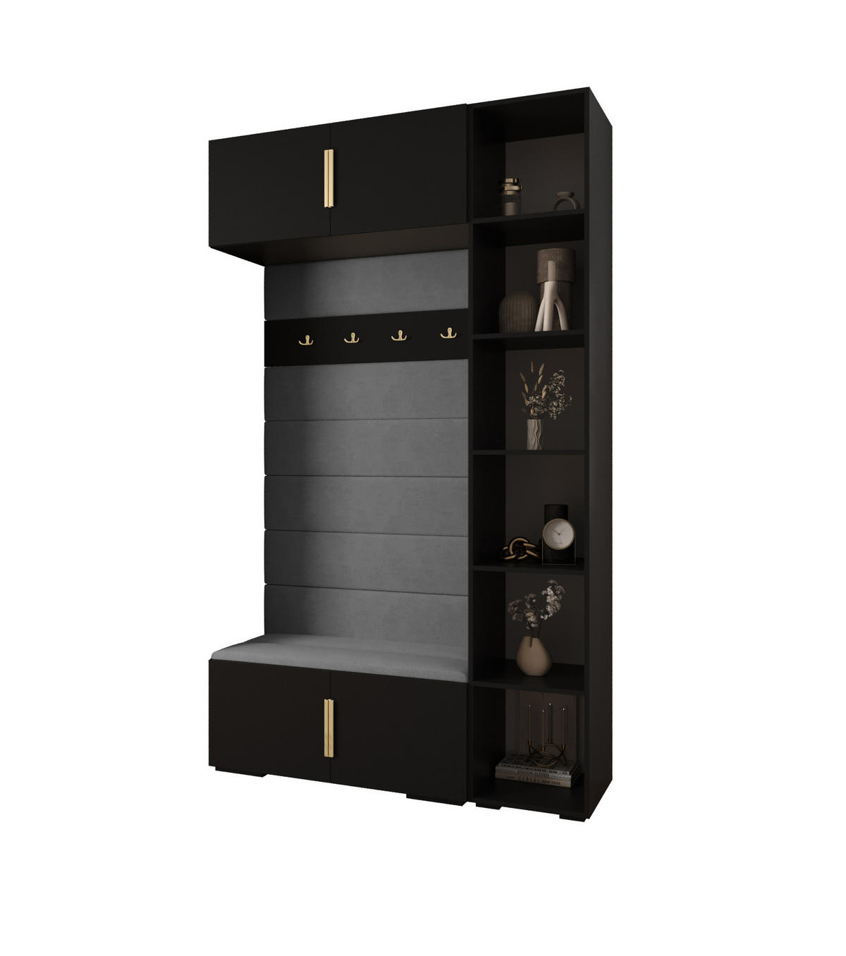 GARDEROBEN-SET 236,7/140/47 - Schwarz/Braun, Holz/Kunststoff (140/236.7/47cm) - Abiks Möbel