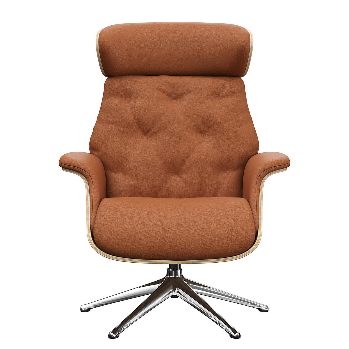 RELAXSESSEL - Echtleder - Kastanienfarben/Chromfarben, Leder/Metall (83/110/83cm) - home24