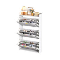 SCHUHSCHRANK aus MDF & Spanplatte 70x24x120cm in Weiß mit Klapptüren - Weiß, Holzwerkstoff (70/120/24cm) - Modfu