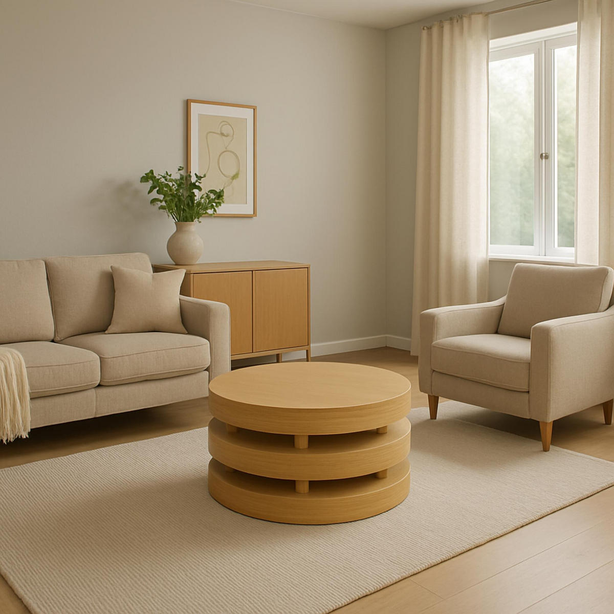 COUCHTISCH AVOLA Beige 92x92x49 cm - Beige, Holz (92/92/49cm) - FURNLUX