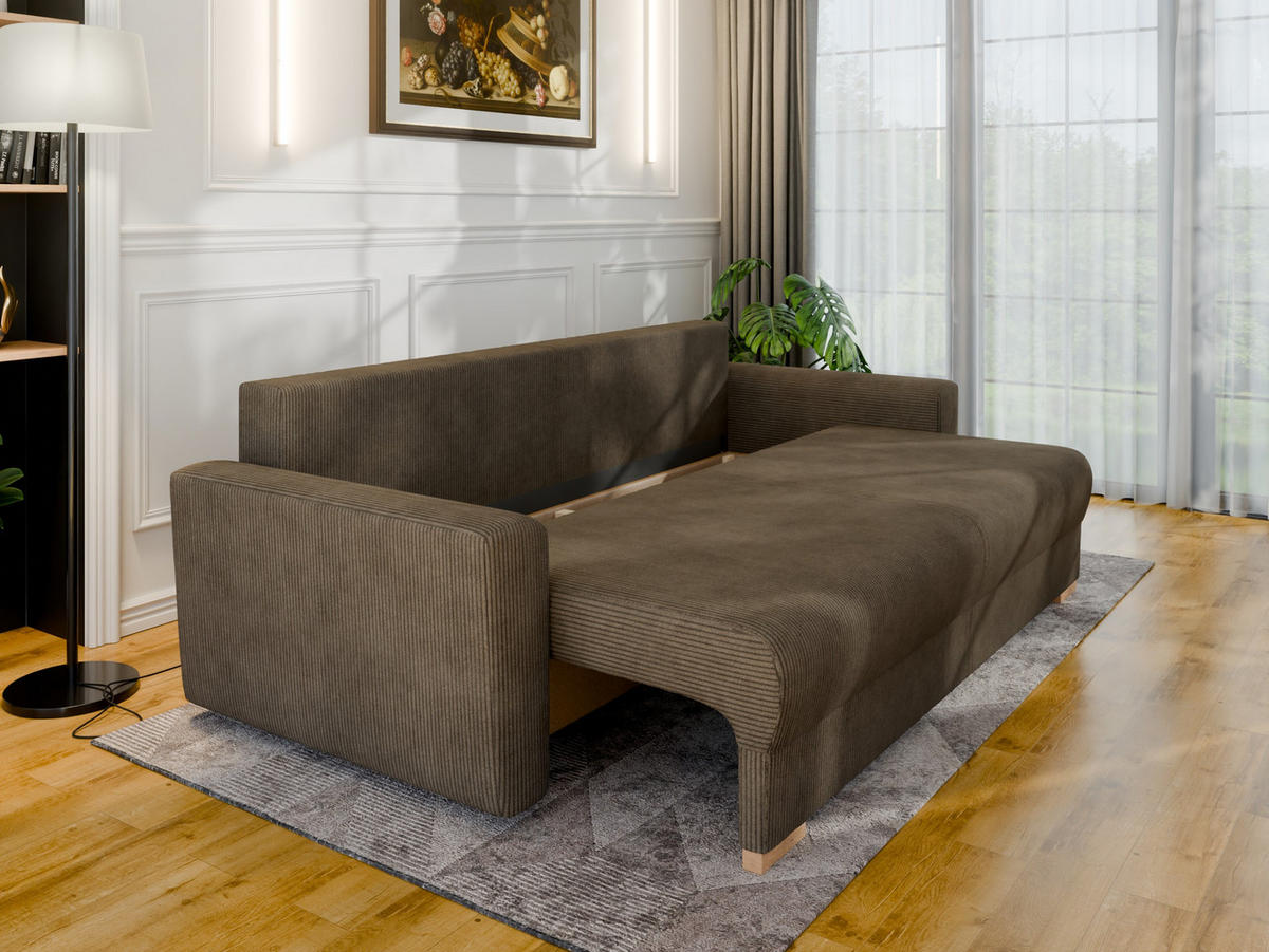 3-SITZER-SCHLAFSOFA ELMA mit Bettfunktion, dunkelbraun - Dunkelbraun, Holz (92.5/79/230cm) - Panda Möbel