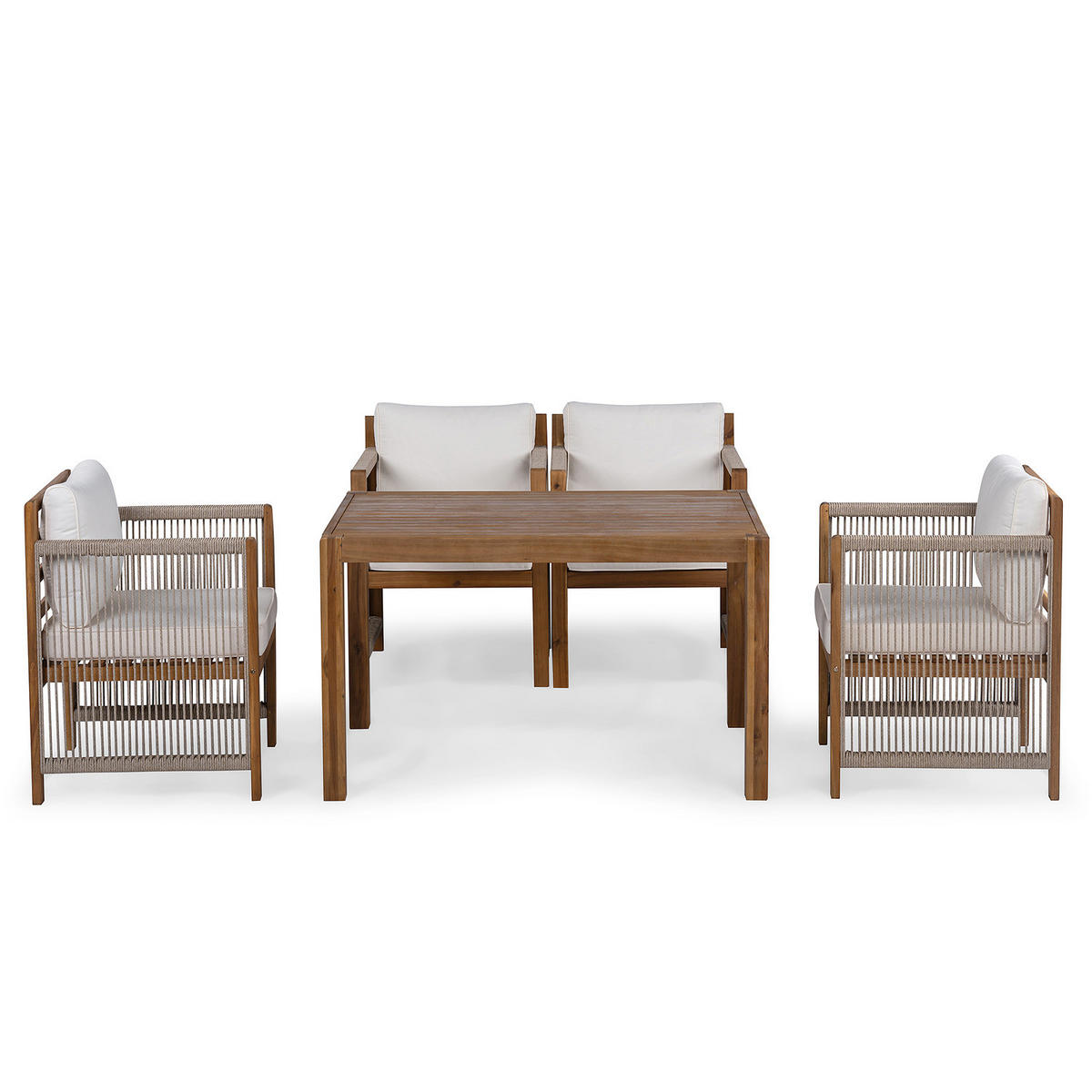 MASSIVER GARTENESSTISCH - Akazie massiv - Braun/Akaziefarben, Holz (85/120/72cm) - home24