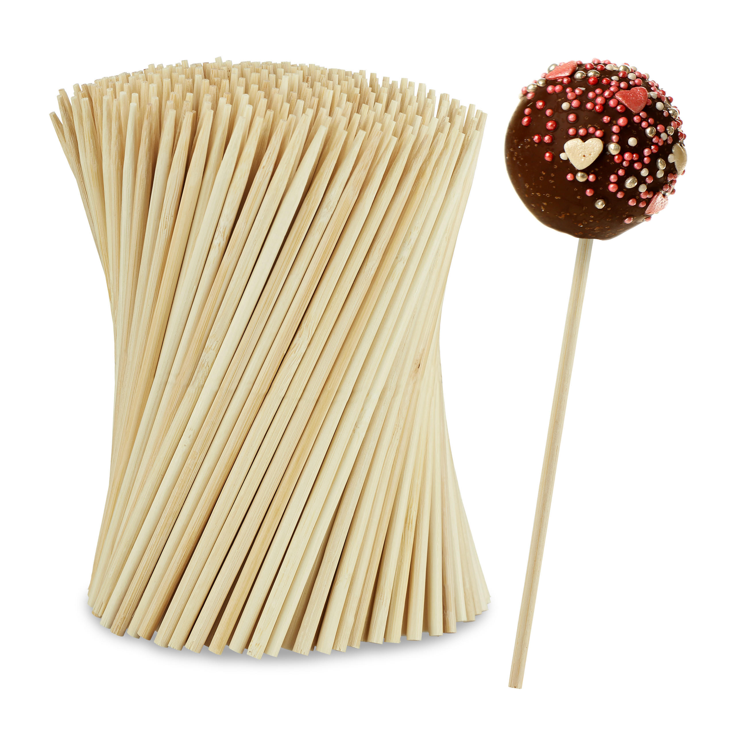 Relaxdays TYČINKY Přírodní bambusové na cake pops 400ks-sada 15 cm