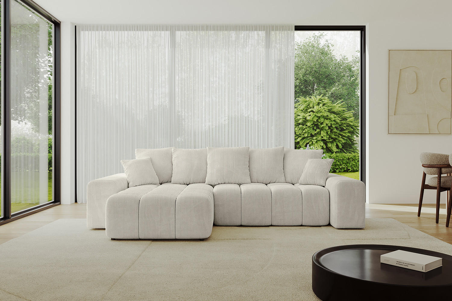 ECKSOFA Ottomane links/rechts ENIL-L 290x175x84 Hellgrau Cord - Hellgrau, Holzwerkstoff/Kunststoff (290/175cm) - ALTDECOR