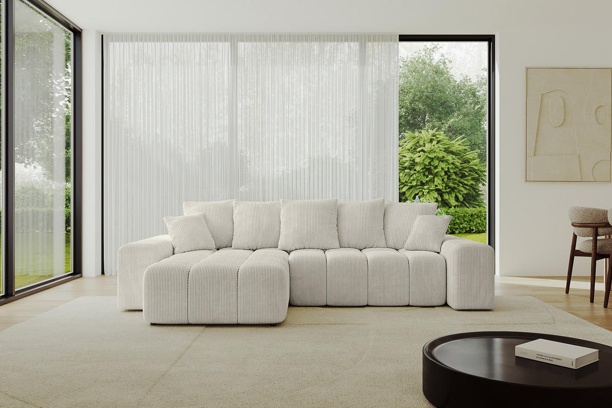 ECKSOFA Ottomane links/rechts ENIL-L 290x175x84 Hellgrau Cord - Hellgrau, Holzwerkstoff/Kunststoff (290/175cm) - ALTDECOR