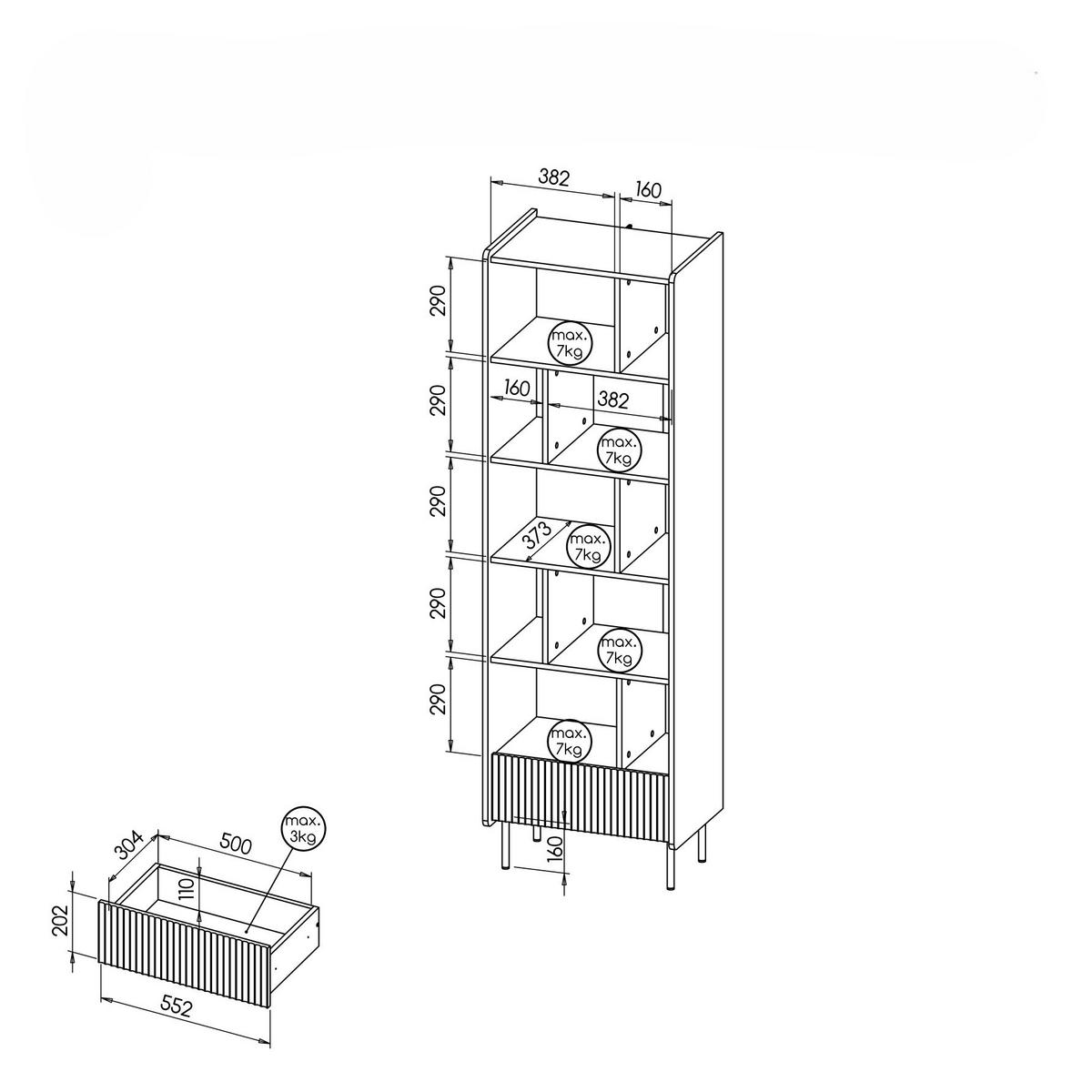 BÜCHERREGAL KREON 59/190,7/40 cm Wohnzimmerregal Hochschrank Regal Braun - Braun, Holzwerkstoff (59/190.7/40cm) - MASSENO