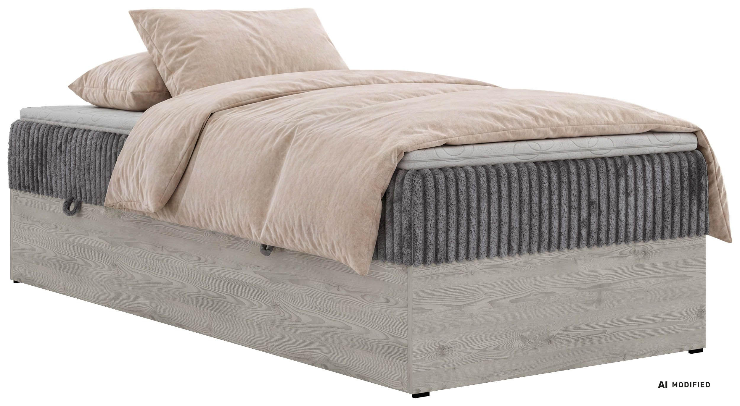 BOXBETT NORDIC ZERO 90/200 - Grau Cord - Topper Visco - H3 - Schwarz/Grau, Kunststoff/Textil (90/200cm) - MKS