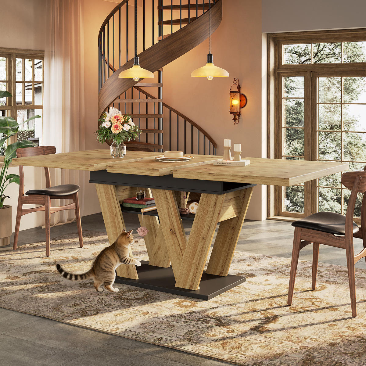 ESSTISCH Teleskop 119-158Cm W Beine Holzfarbe - Multicolor, Holzwerkstoff (80/119/75cm) - FLIEKS