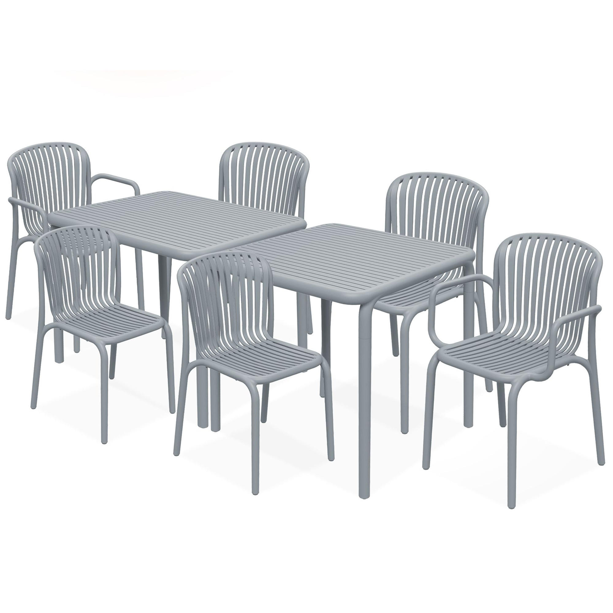 GARTEN ESSGRUPPE FICCARI, Gartenmöbel-Set 8-tlg, Grau - Grau, Kunststoff - KONSIMO®