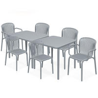 GARTEN ESSGRUPPE FICCARI, Gartenmöbel-Set 8-tlg, Grau - Grau, Kunststoff - KONSIMO®