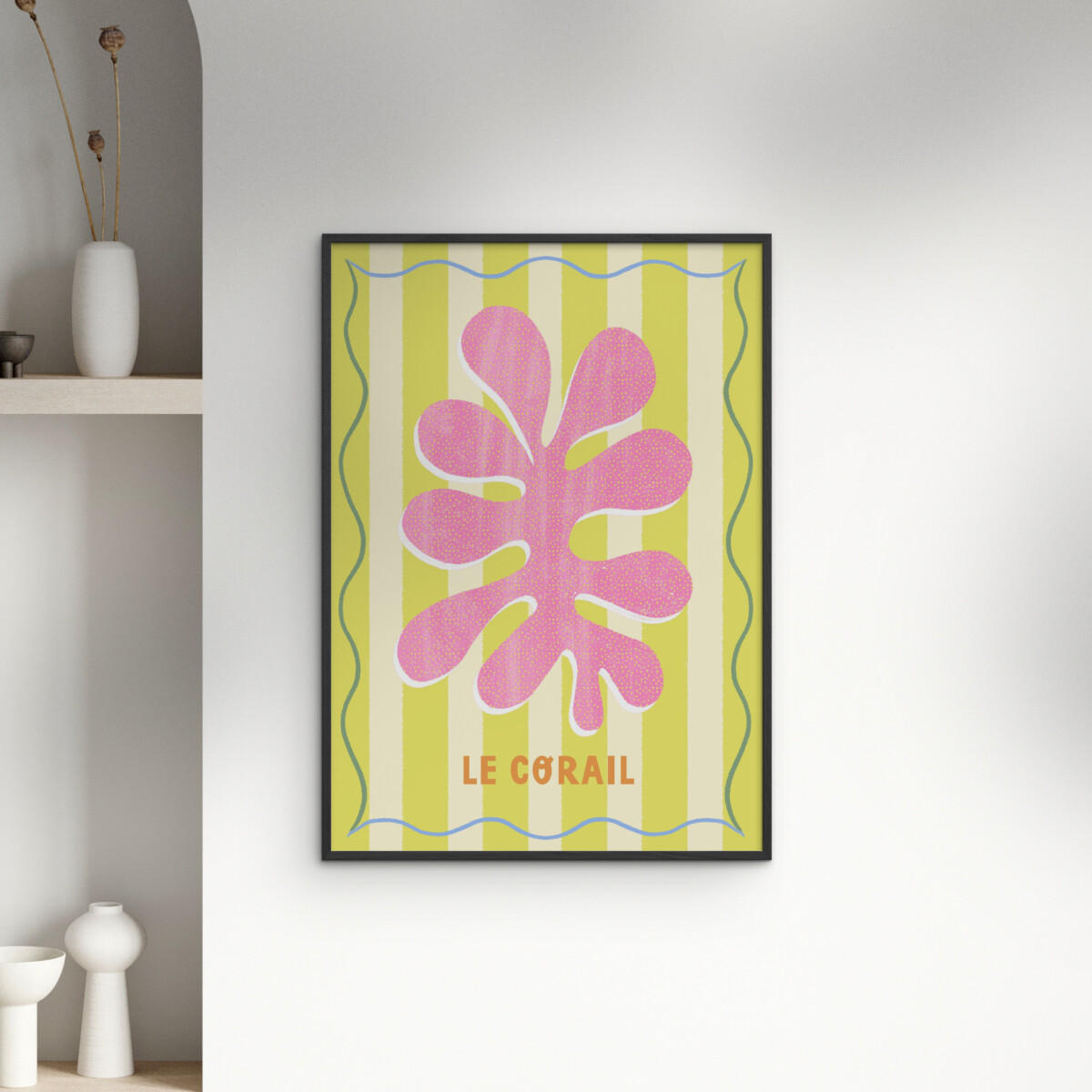 POSTER mit Rahmen Melissa Donne - Le Corail Lemon/Cream - Multicolor/Schwarz, Holz/Papier (30/40cm) - Poster&Frame