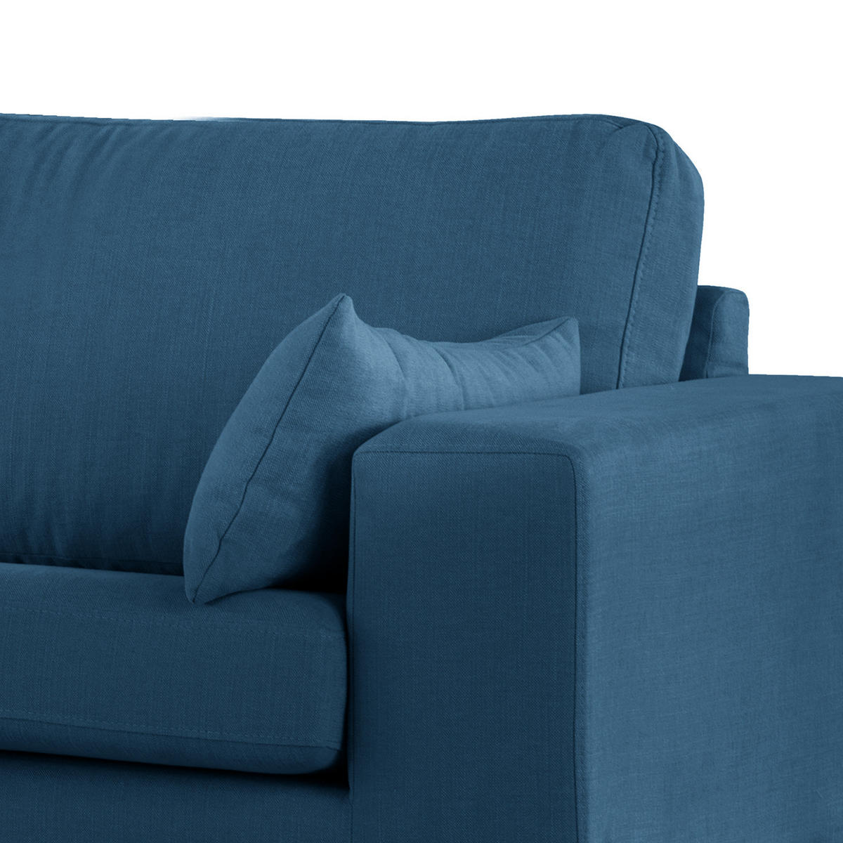 ECKSOFA mit Ottomane - Blau/Eichefarben, Naturmaterialien/Eichenholz (287/219cm) - home24