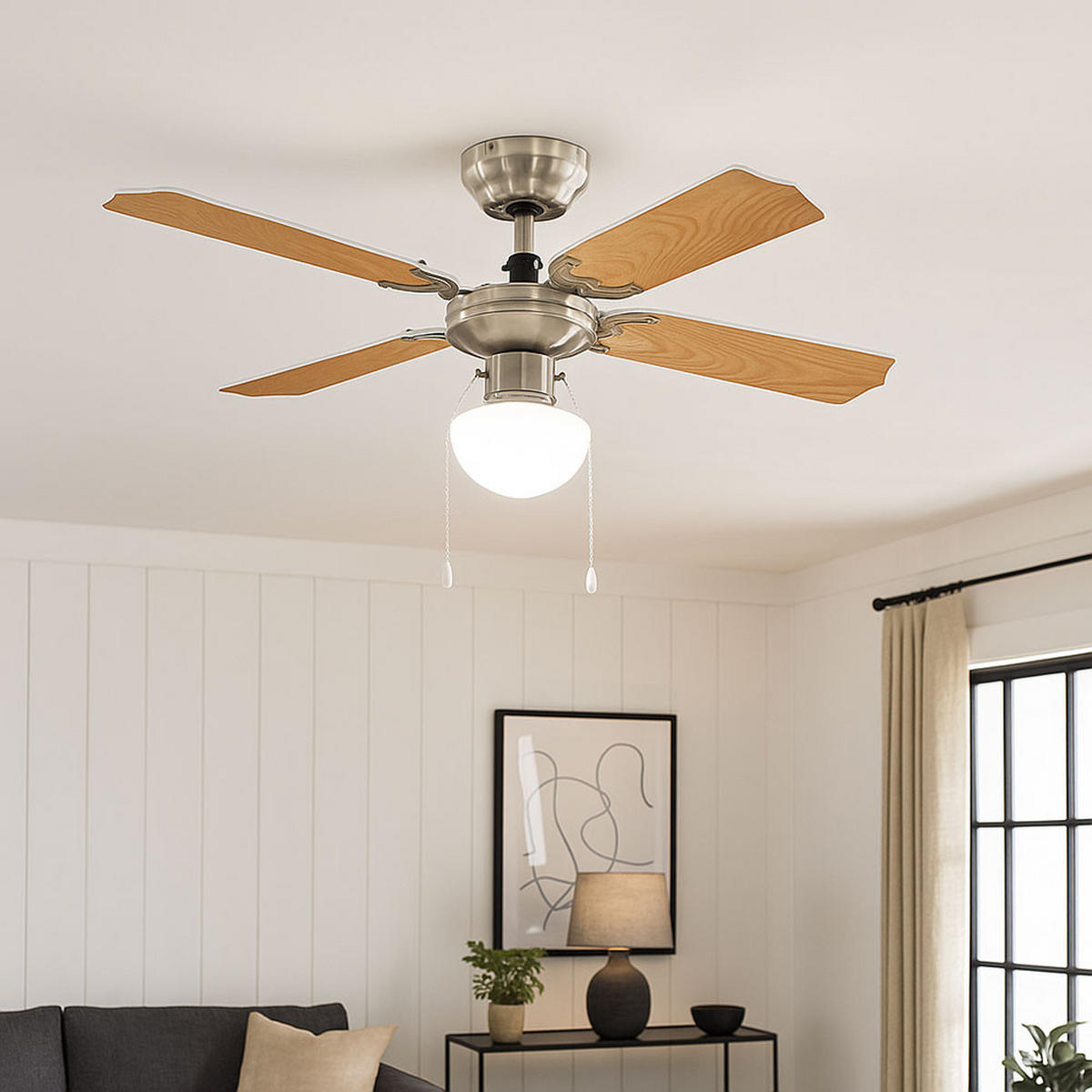 LED DECKENVENTILATOR Metall Silber - Silberfarben, Glas (106.6/106.6/41.5cm)