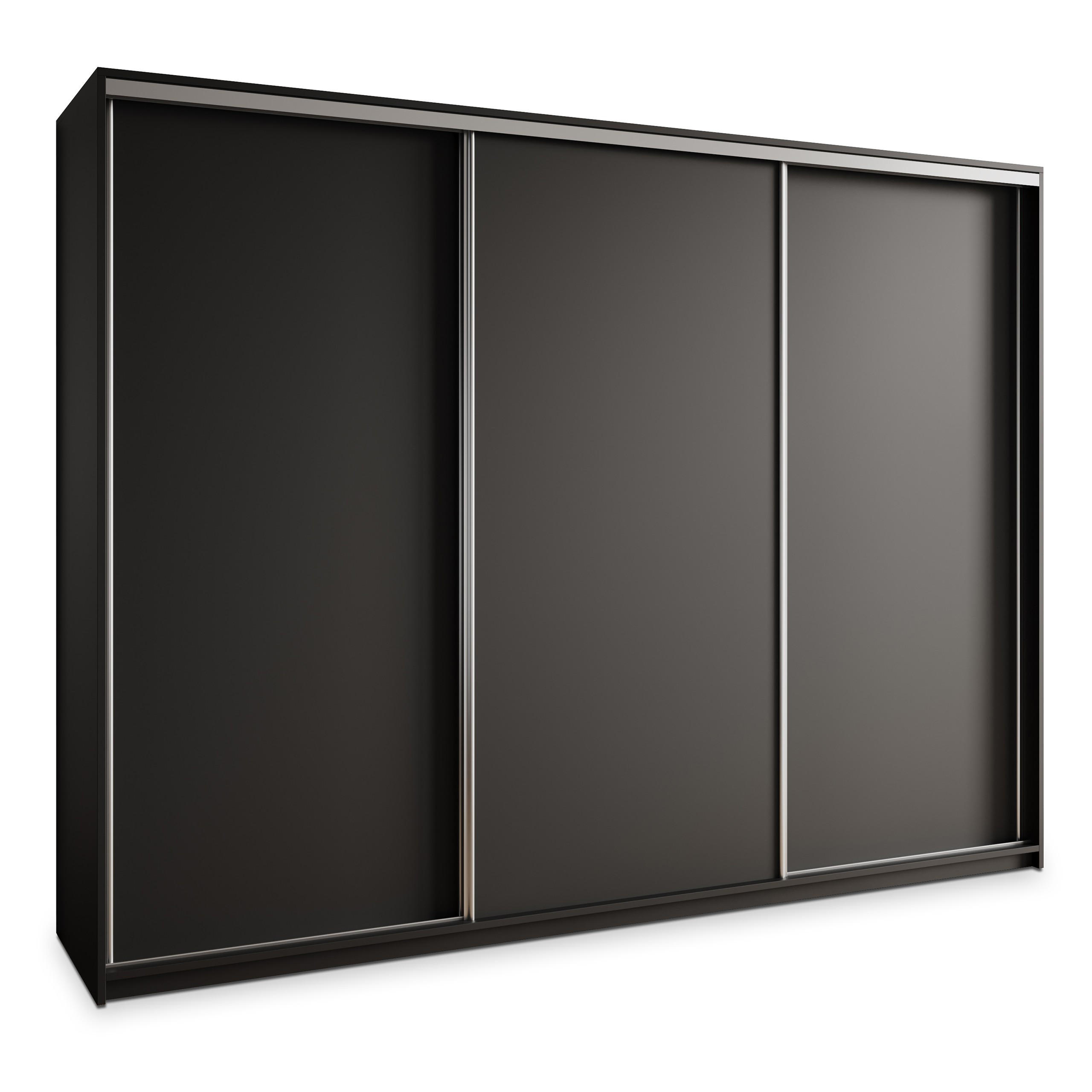 Masseno Schwebetürenschrank Schwarz, Nickel 250x205x60 cm