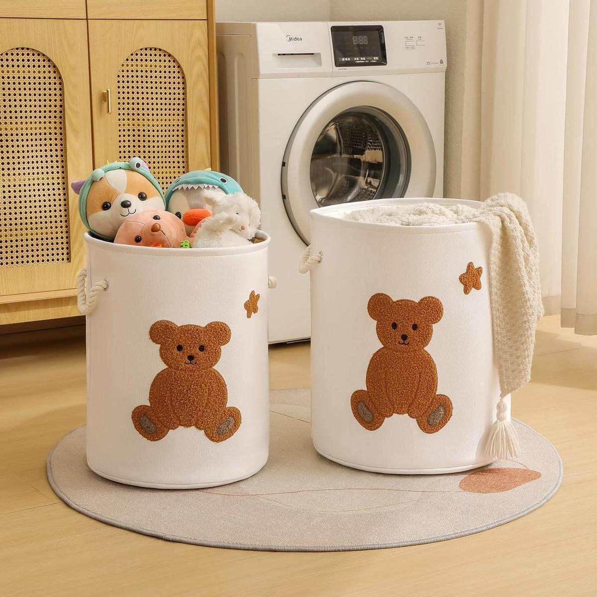 KINDER-WÄSCHEKORB Bär mit Zugverschluss 42 Liter - Braun, Textil (40/46/40cm)