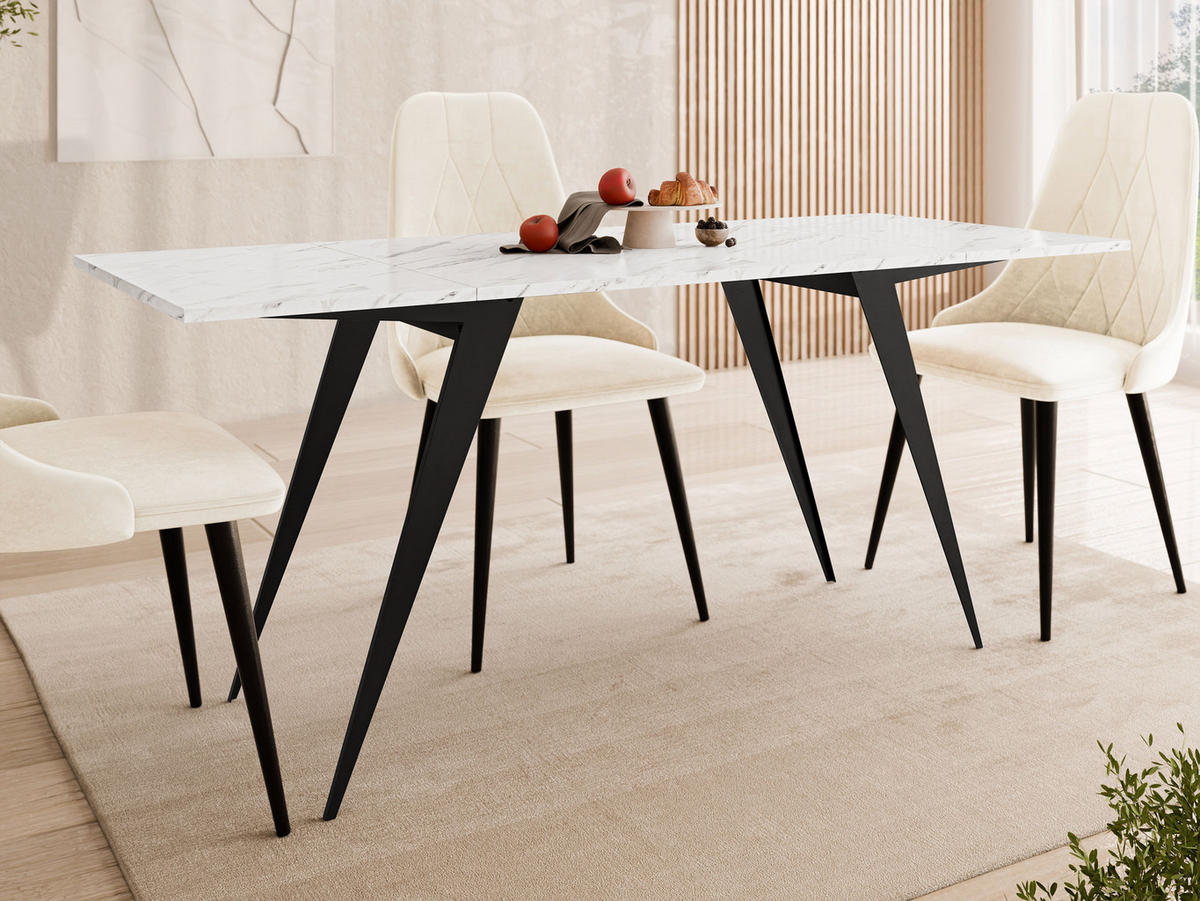 2-IN-1 COUCHTISCH UND ESSTISCH Xena - Schwarz/Weiß, Holzwerkstoff/Metall (70/90/45cm) - MIRJAN24