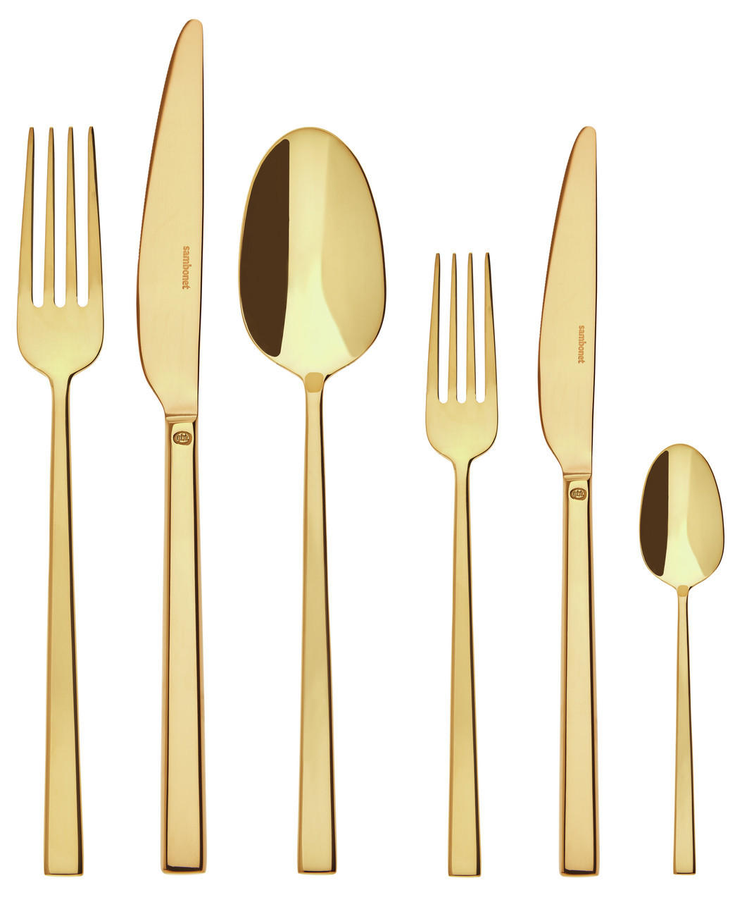 BESTECKSET Rock - Gold - 36-teilig / 6 Personen - Goldfarben, Metall - Sambonet
