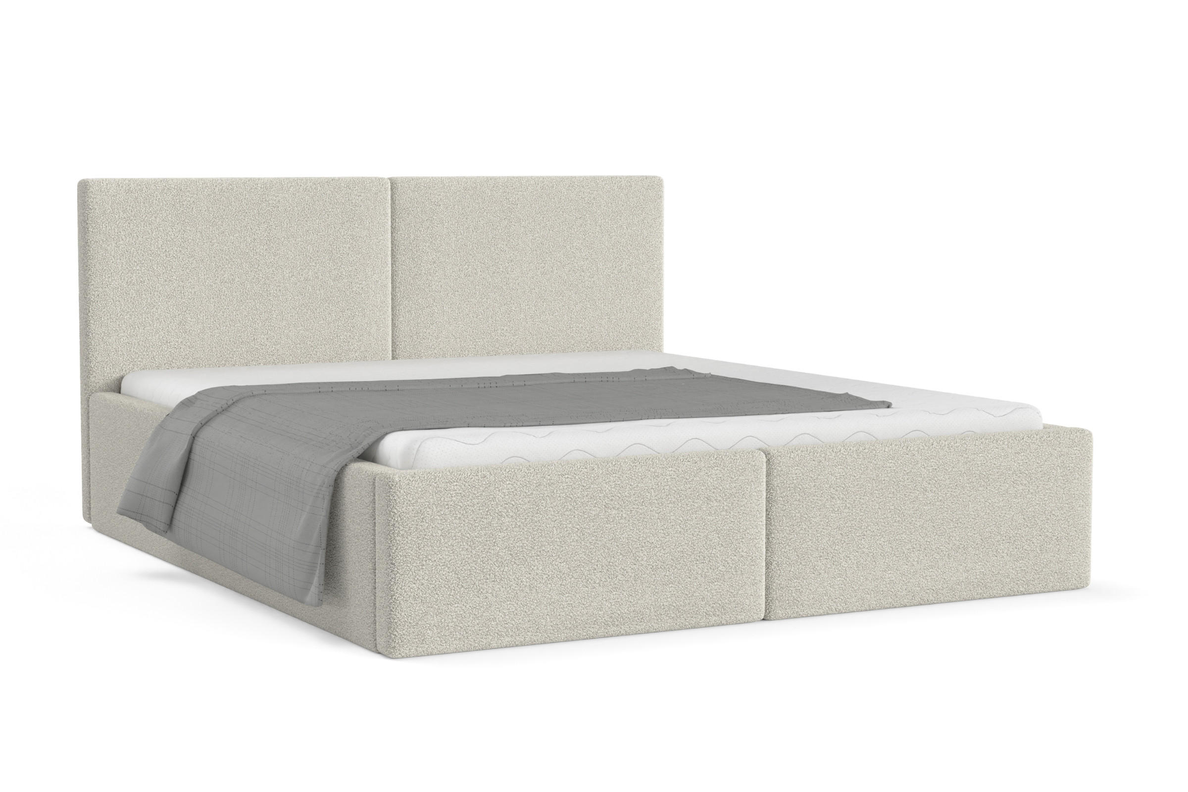 POLSTERBETT BEN 140/200 in Boucle Ecru - Ecru, Holz/Holzwerkstoff (140/200cm) - Deine Möbel 24