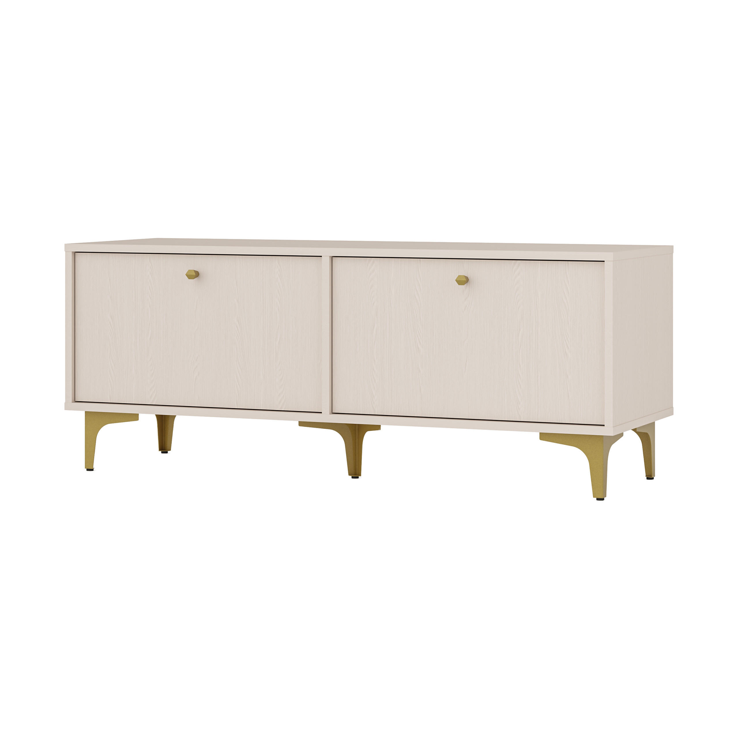 LOWBOARD TORINO 120,6x40,8x48,5 cm mit 2 Türen Beige - Beige, Holzwerkstoff (120.6/48.5/40.8cm) - MASSENO