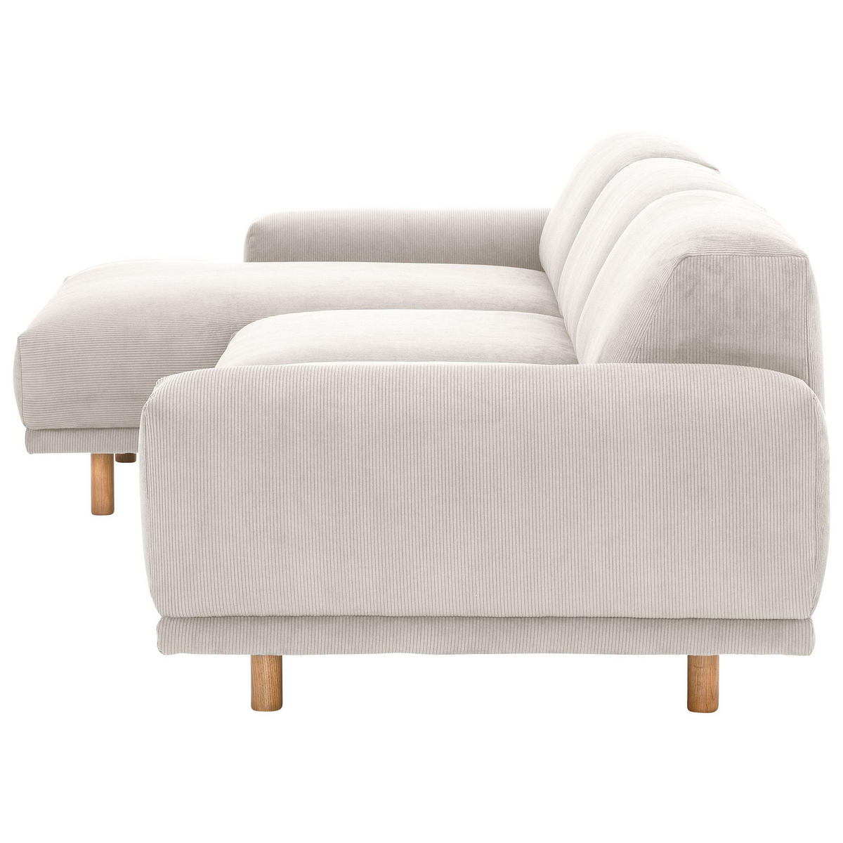 ECKSOFA mit Longchair links Kattryna Cordstoff beige - Beige, Kunststoff (133/283cm) - 58aufmkessel