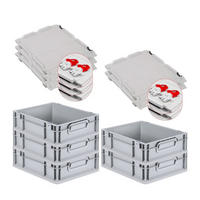 EUROBOX 5x Nextgen Economy Mit Scharnierdeckel Grau/Rot Griffe Geschlossen 11 Liter - Rot, Kunststoff (30/12/40cm) - PROREGAL